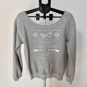 Women’s Christmas Holiday Ugly Sweatshirt Size Small Heather Grey EUC Xmas Party